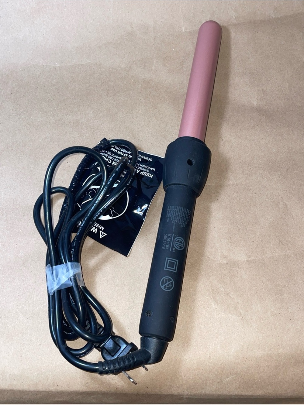 Foxybae Rose Pink Ceramic Curling Wand with Black Handle